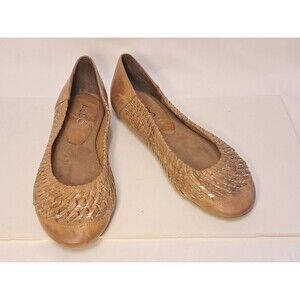 NEW Aldo Size 40 EU/9 US Brown Gold Woven Detail Leather Ballet Flats Slip On